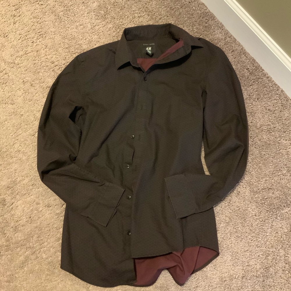 Slim Fit Maroon Button-Up